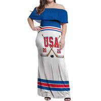Custom USA Ice Hockey Off Shoulder Maxi Dress Let’s Go Champions