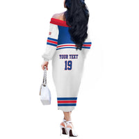 Custom USA Ice Hockey Off The Shoulder Long Sleeve Dress Let’s Go Champions