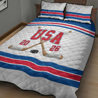 USA Ice Hockey Quilt Bed Set Let’s Go Champions