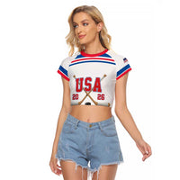 Custom USA Ice Hockey Raglan Cropped T Shirt Let’s Go Champions