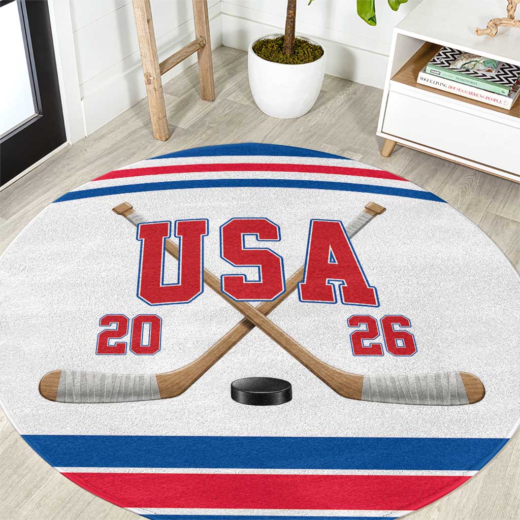 USA Ice Hockey Round Carpet Let’s Go Champions