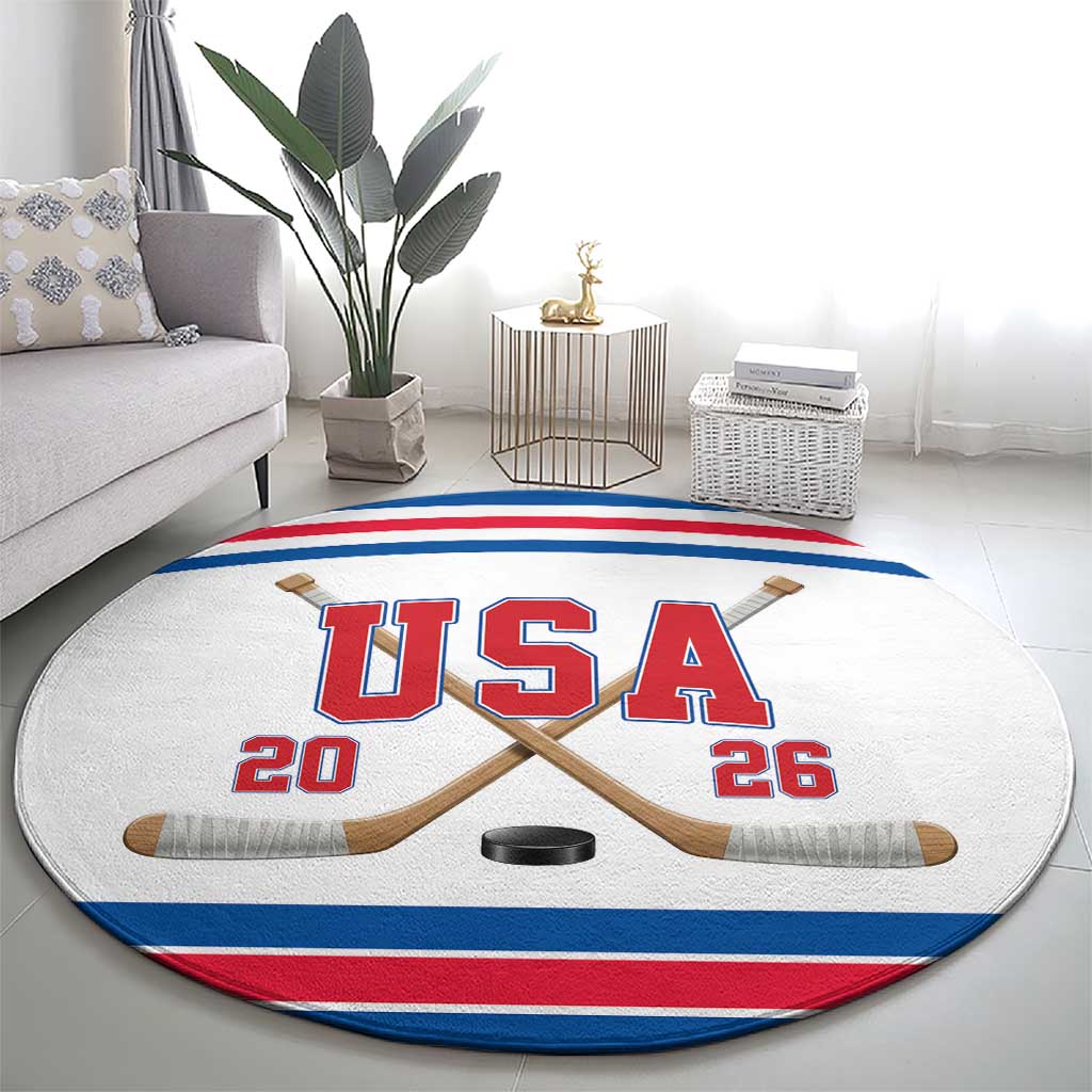USA Ice Hockey Round Carpet Let’s Go Champions