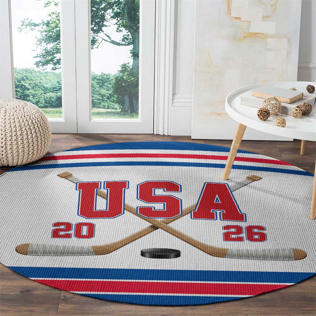 USA Ice Hockey Round Carpet Let’s Go Champions