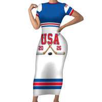 Custom USA Ice Hockey Short Sleeve Bodycon Dress Let’s Go Champions