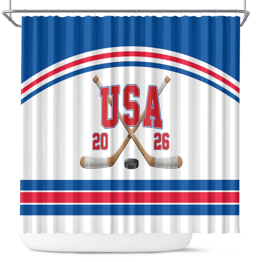 USA Ice Hockey Shower Curtain Let’s Go Champions