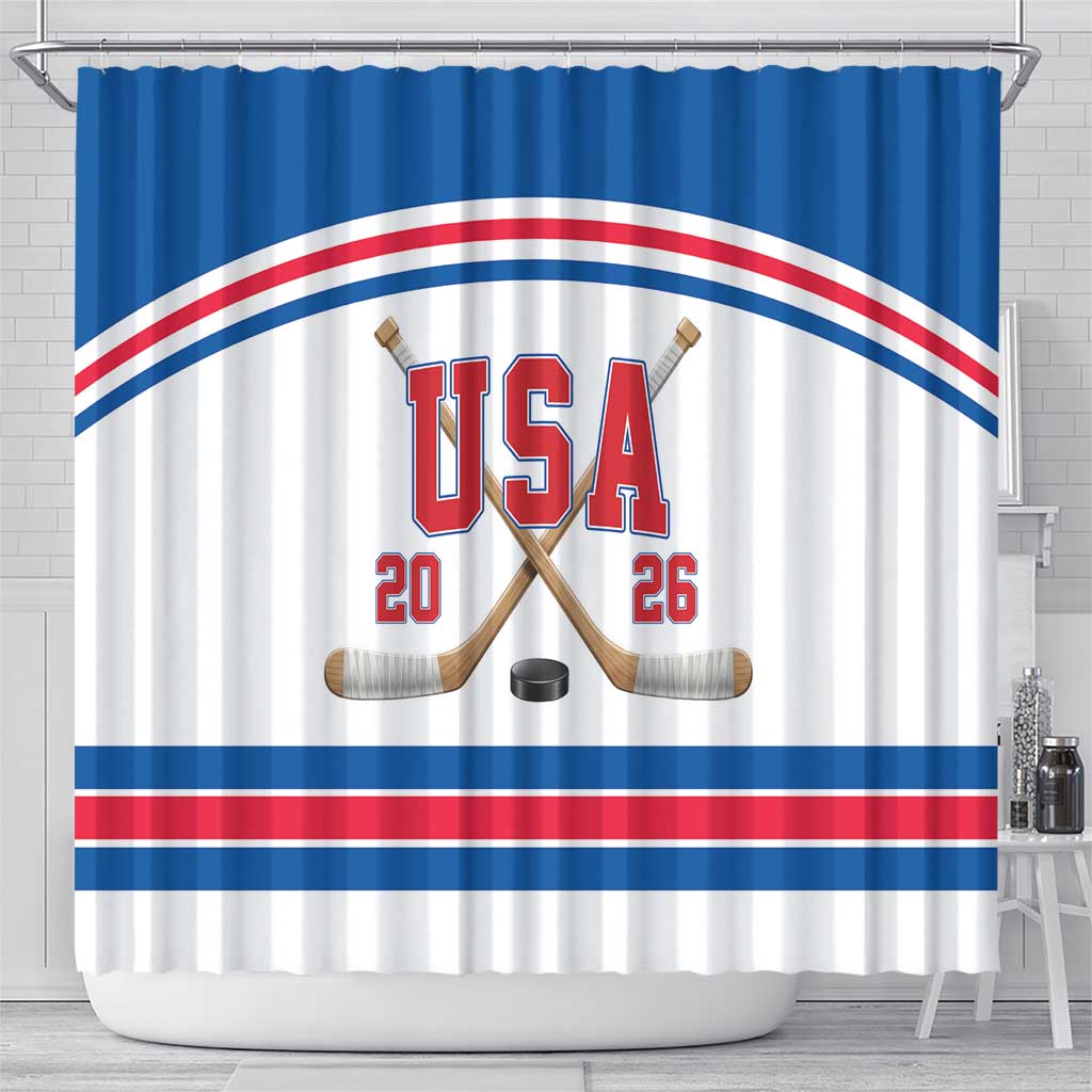 USA Ice Hockey Shower Curtain Let’s Go Champions