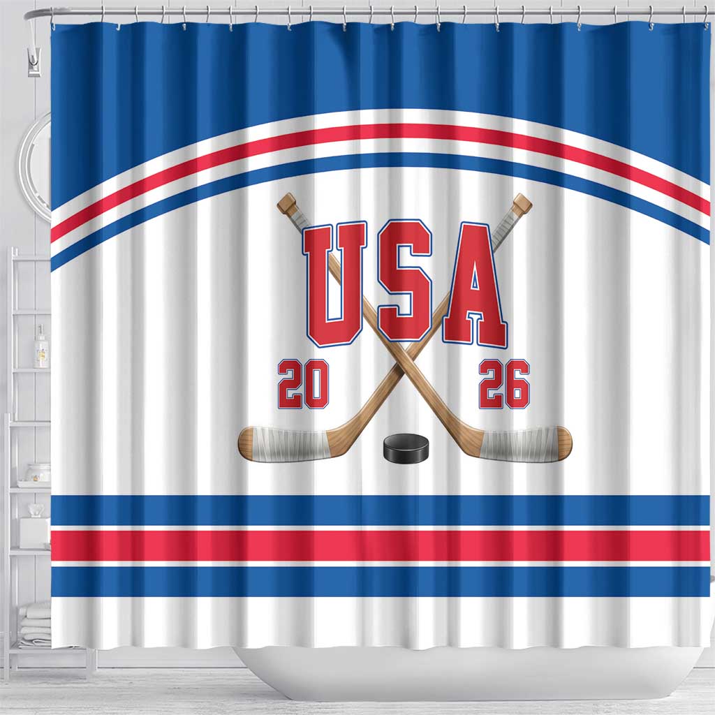 USA Ice Hockey Shower Curtain Let’s Go Champions