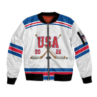 Custom USA Ice Hockey Sleeve Zip Bomber Jacket Let’s Go Champions