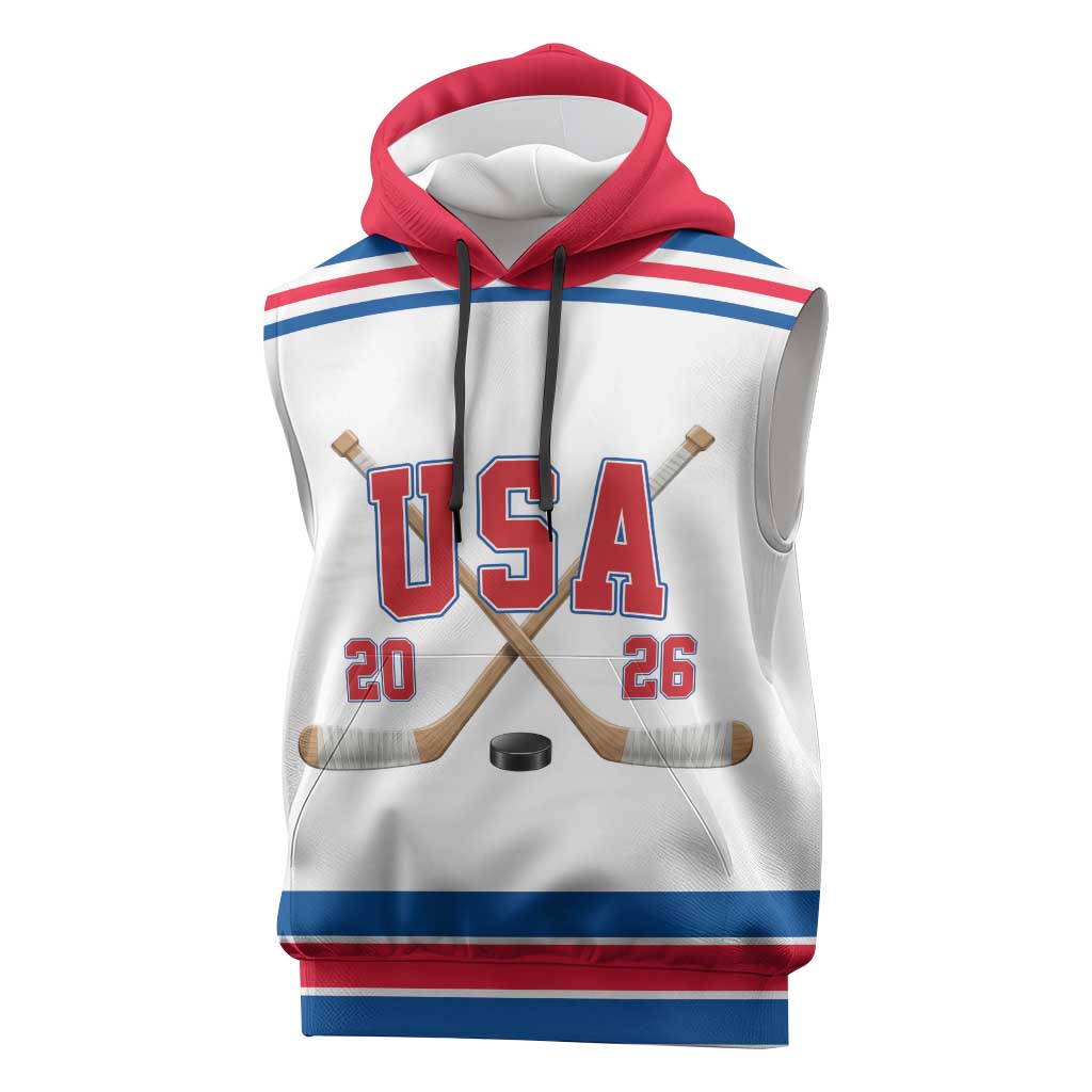 Custom USA Ice Hockey Sleeveless Hoodie Let’s Go Champions