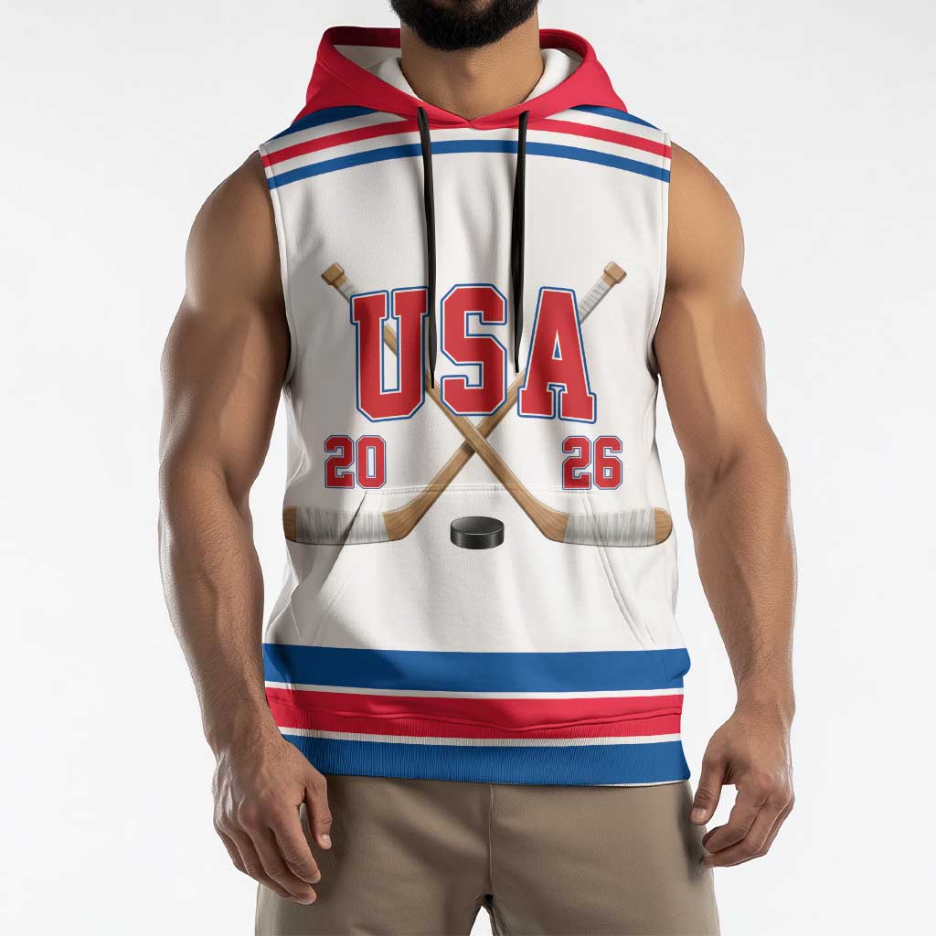 Custom USA Ice Hockey Sleeveless Hoodie Let’s Go Champions