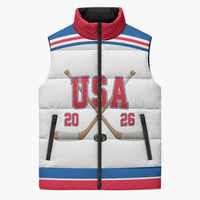 Custom USA Ice Hockey Sleeveless Puffer Jacket Let’s Go Champions