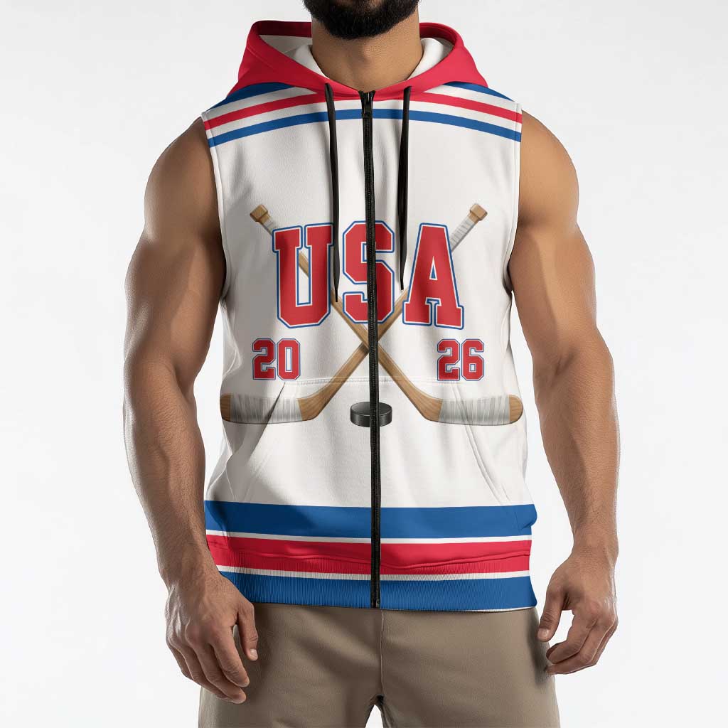 Custom USA Ice Hockey Sleeveless Zip Hoodie Let’s Go Champions