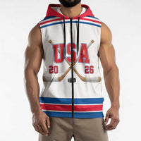 Custom USA Ice Hockey Sleeveless Zip Hoodie Let’s Go Champions