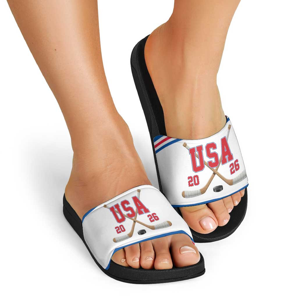 USA Ice Hockey Slide Sandals Let’s Go Champions
