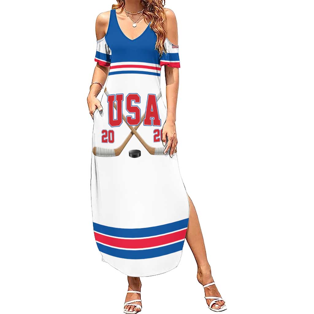 Custom USA Ice Hockey Summer Maxi Dress Let’s Go Champions