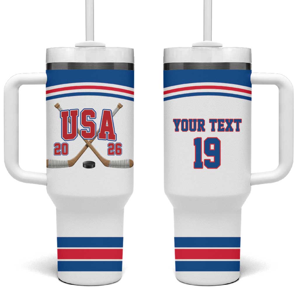Custom USA Ice Hockey Tumbler With Handle Let’s Go Champions