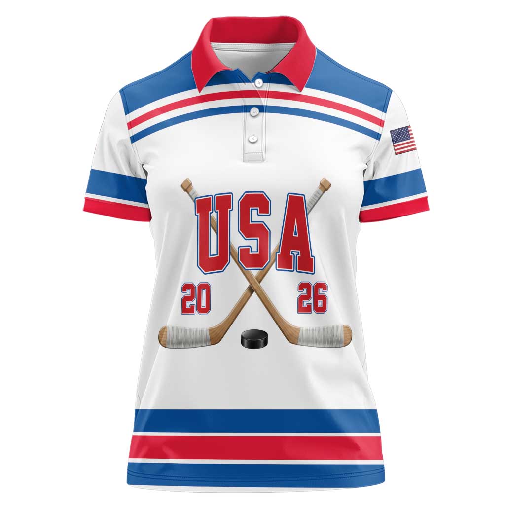 Custom USA Ice Hockey Women Polo Shirt Let’s Go Champions