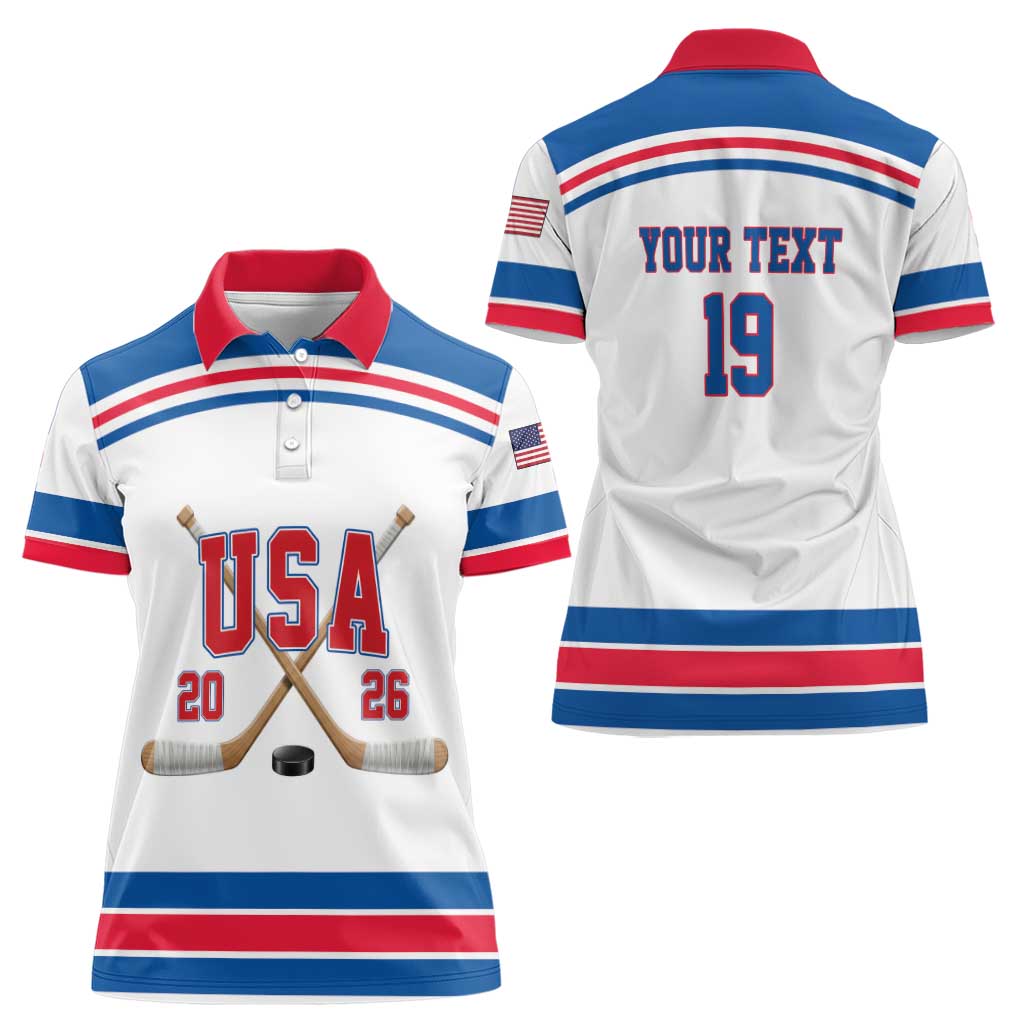 Custom USA Ice Hockey Women Polo Shirt Let’s Go Champions