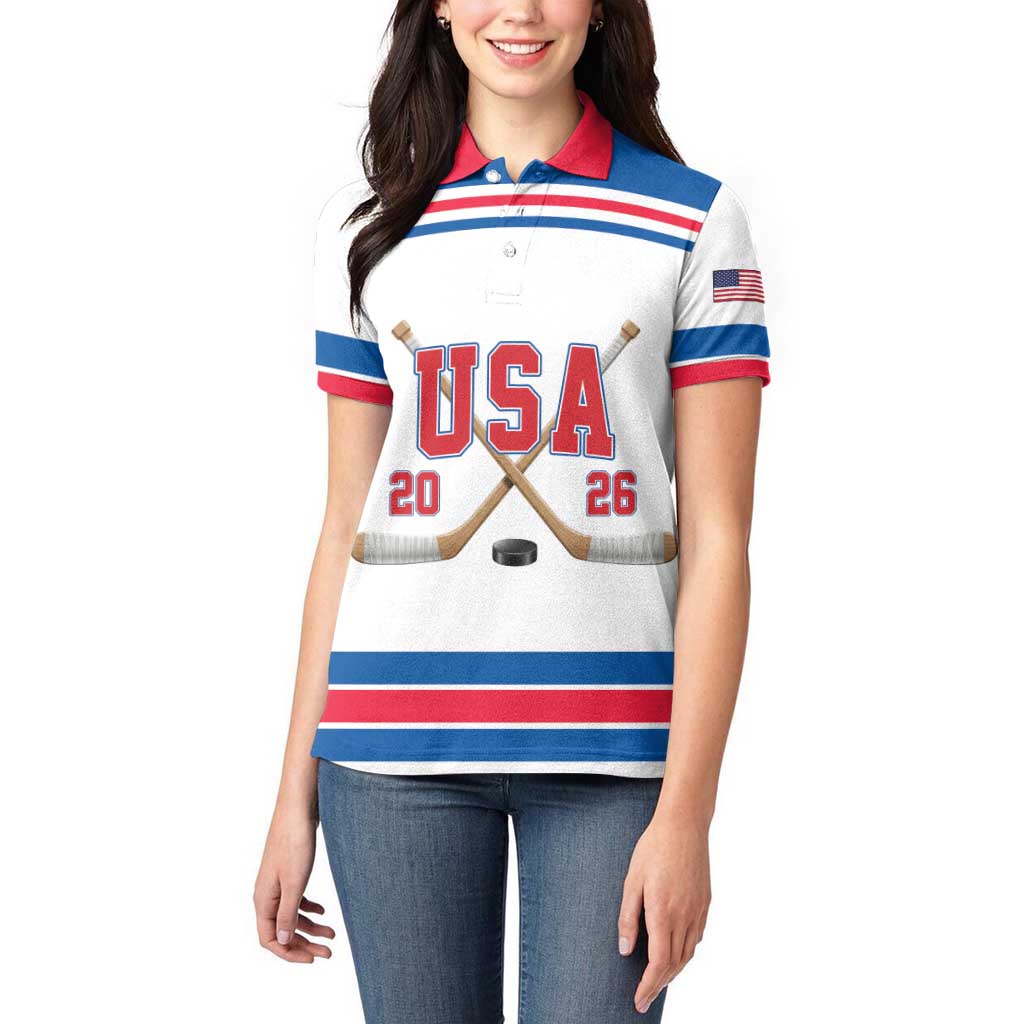 Custom USA Ice Hockey Women Polo Shirt Let’s Go Champions