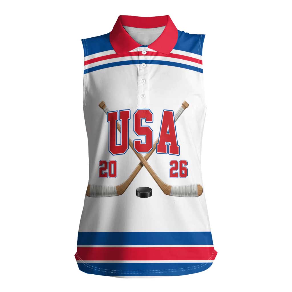 Custom USA Ice Hockey Women Sleeveless Polo Shirt Let’s Go Champions