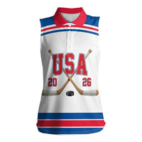 Custom USA Ice Hockey Women Sleeveless Polo Shirt Let’s Go Champions