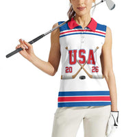 Custom USA Ice Hockey Women Sleeveless Polo Shirt Let’s Go Champions