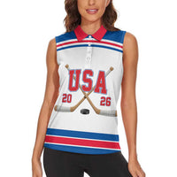 Custom USA Ice Hockey Women Sleeveless Polo Shirt Let’s Go Champions