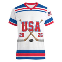 Custom USA Ice Hockey Women V-Neck T-Shirt Let’s Go Champions