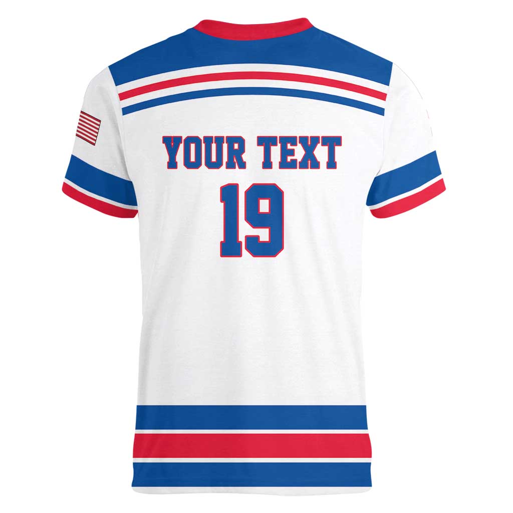 Custom USA Ice Hockey Women V-Neck T-Shirt Let’s Go Champions