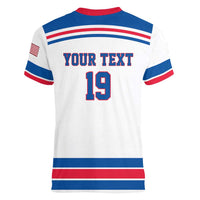 Custom USA Ice Hockey Women V-Neck T-Shirt Let’s Go Champions