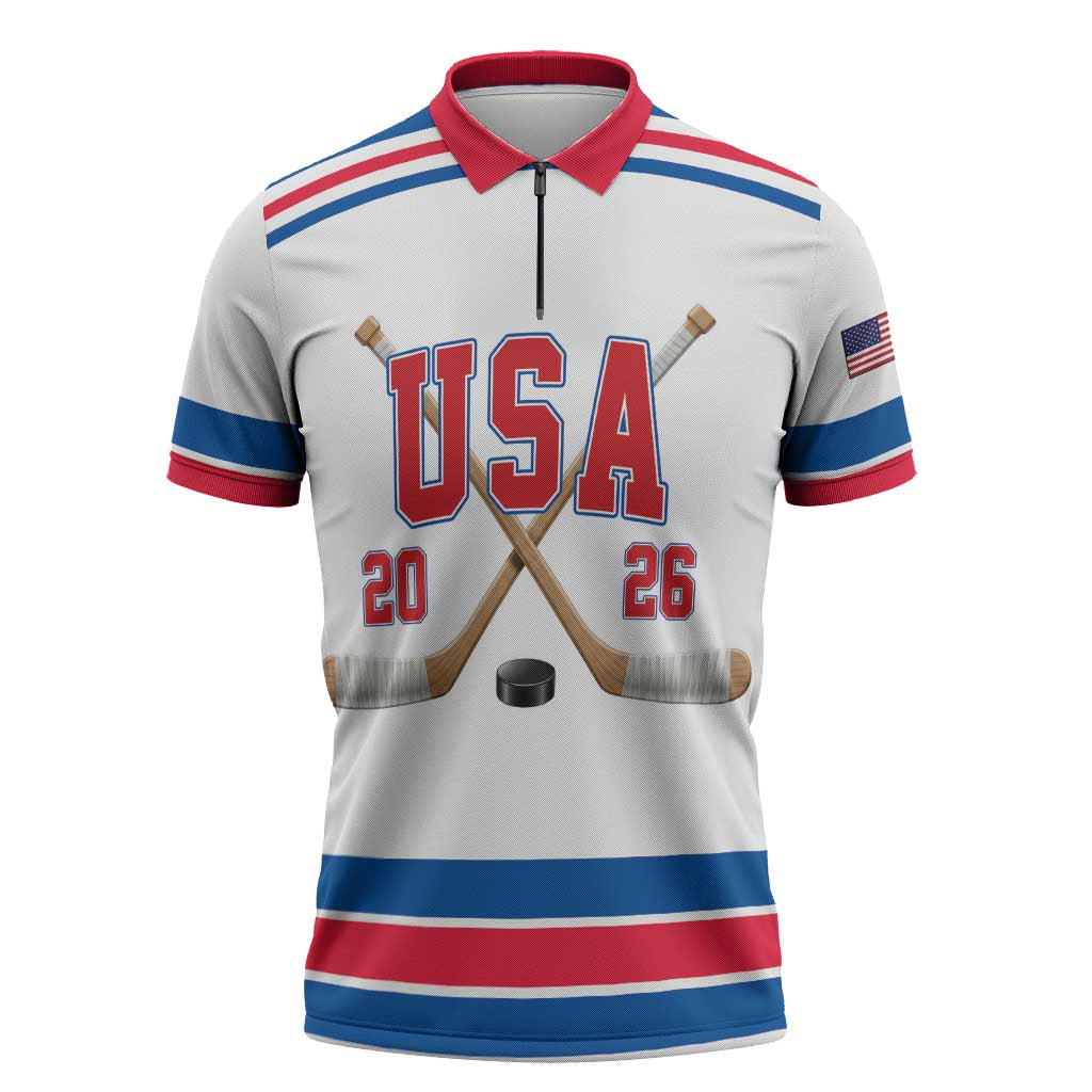 Custom USA Ice Hockey Zipper Polo Shirt Let’s Go Champions