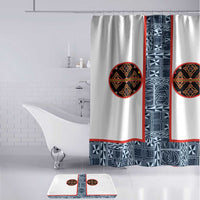 Cameroon Traditional Toghu Pattern Bathroom Set African Tribal Ndop Geometric Design