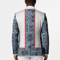 Cameroon Traditional Toghu Pattern Blazer African Tribal Ndop Geometric Design