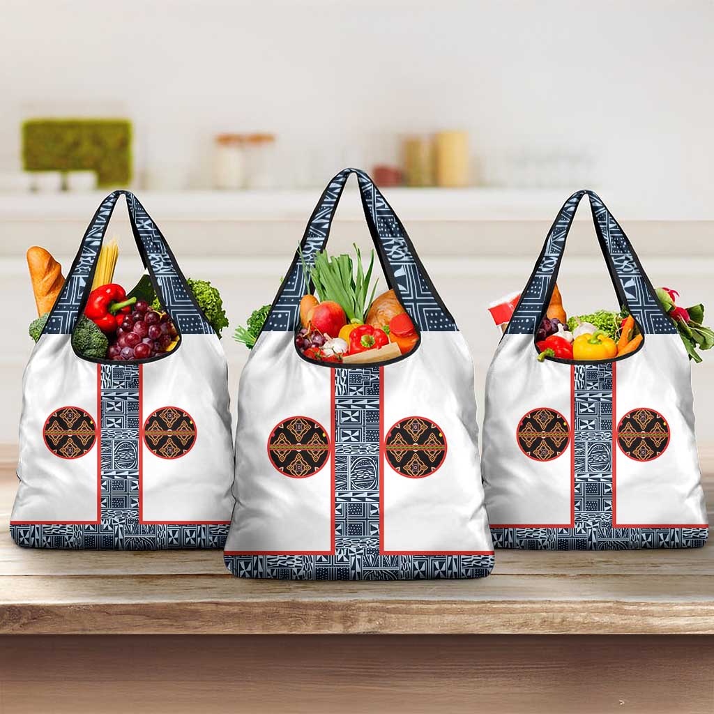 Cameroon Traditional Toghu Pattern Grocery Bag African Tribal Ndop Geometric Design