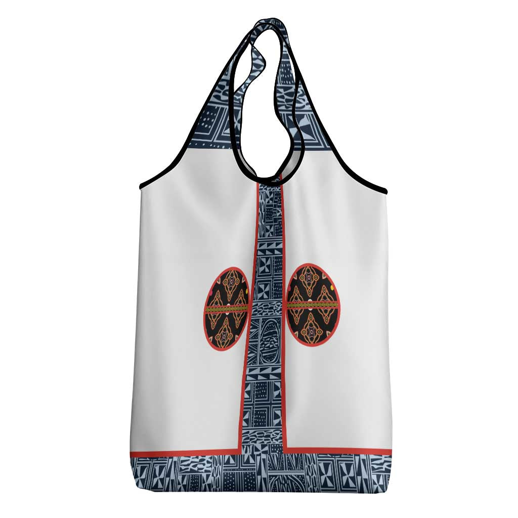 Cameroon Traditional Toghu Pattern Grocery Bag African Tribal Ndop Geometric Design