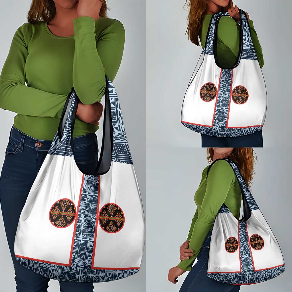 Cameroon Traditional Toghu Pattern Grocery Bag African Tribal Ndop Geometric Design