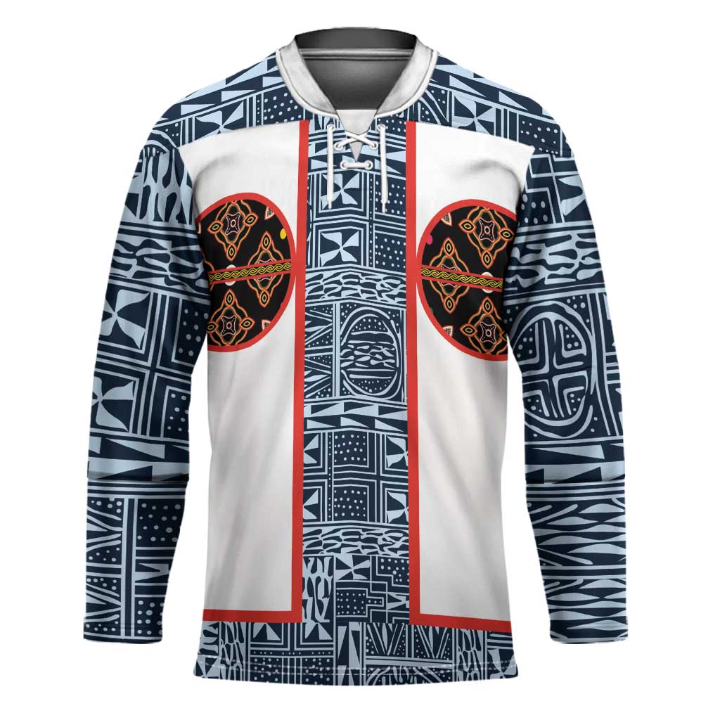 Cameroon Traditional Toghu Pattern Hockey Jersey African Tribal Ndop Geometric Design