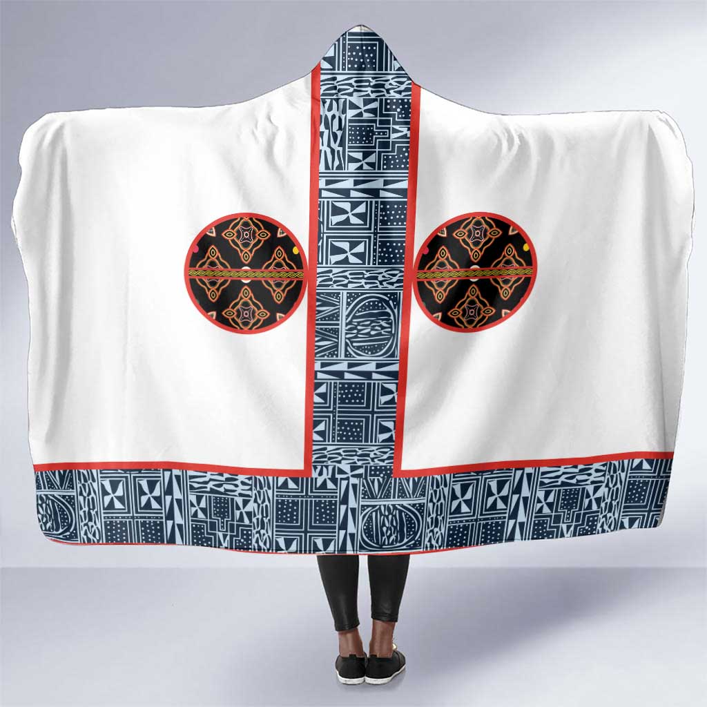 Cameroon Traditional Toghu Pattern Hooded Blanket African Tribal Ndop Geometric Design