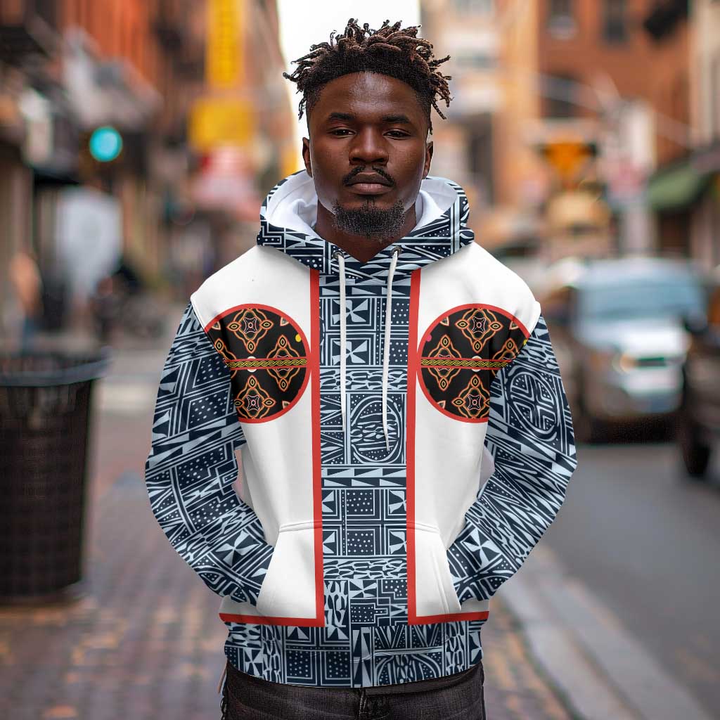 Cameroon Traditional Toghu Pattern Hoodie African Tribal Ndop Geometric Design