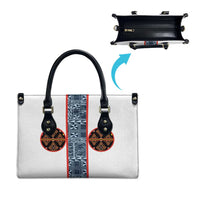 Cameroon Traditional Toghu Pattern Leather Bag African Tribal Ndop Geometric Design