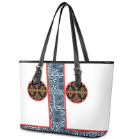 Cameroon Traditional Toghu Pattern Leather Tote Bag African Tribal Ndop Geometric Design