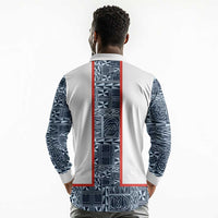 Cameroon Traditional Toghu Pattern Long Sleeve Polo Shirt African Tribal Ndop Geometric Design