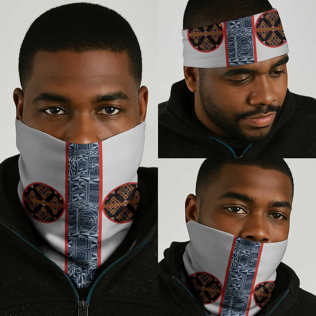 Cameroon Traditional Toghu Pattern Neck Gaiter African Tribal Ndop Geometric Design