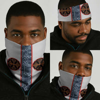Cameroon Traditional Toghu Pattern Neck Gaiter African Tribal Ndop Geometric Design