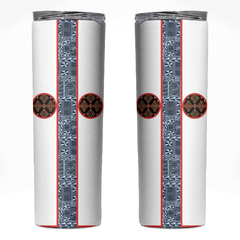 Cameroon Traditional Toghu Pattern Skinny Tumbler African Tribal Ndop Geometric Design