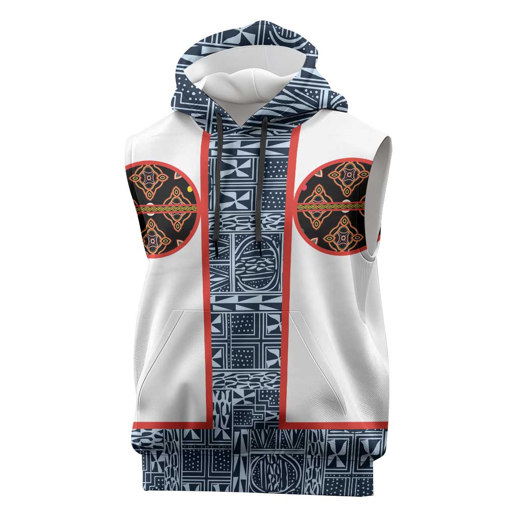 Cameroon Traditional Toghu Pattern Sleeveless Hoodie African Tribal Ndop Geometric Design