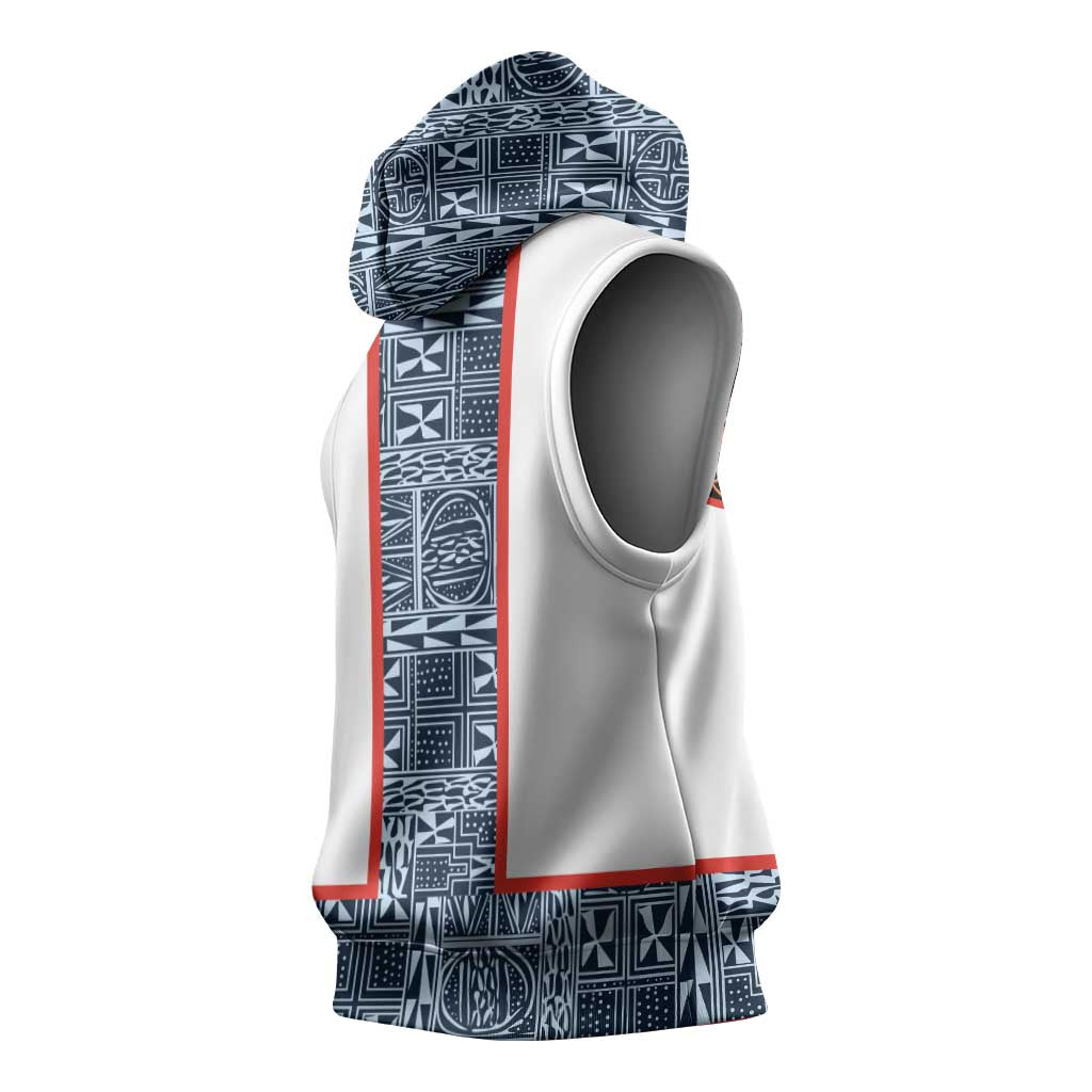 Cameroon Traditional Toghu Pattern Sleeveless Hoodie African Tribal Ndop Geometric Design