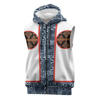 Cameroon Traditional Toghu Pattern Sleeveless Zip Hoodie African Tribal Ndop Geometric Design