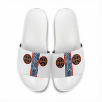 Cameroon Traditional Toghu Pattern Slide Sandals African Tribal Ndop Geometric Design