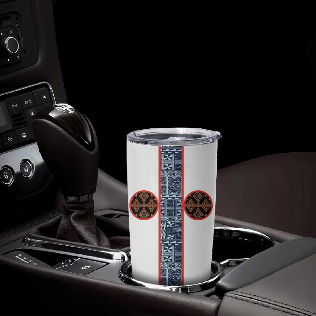 Cameroon Traditional Toghu Pattern Tumbler Cup African Tribal Ndop Geometric Design